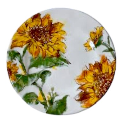 Pier 1 Imports Sunflower Blooms Salad Plate 8.5” New Floral Dish Stoneware-image