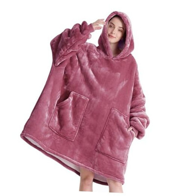  Wearable Blanket for Women,Warm Cozy Oversized Hoodie Adult Mellow Rose/Adult-image
