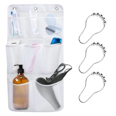 Small Travel Shower Caddy Organizer Hanging Over Door,Portable 1 Pack White-image