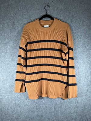 Abercrombie & Fitch Sweater Women Small Brown Striped Tunic Soft Comfort Cozy-image
