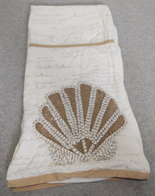 Pier One Beaded Table Runner Blue Embroidered Floral Coastal Cottage Beach House-image