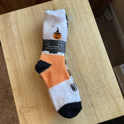 NWT Rae Dunn Ladies 3 Pack Cozy/Comfy Socks WITCHY. Halloween size 9-11 FS-image