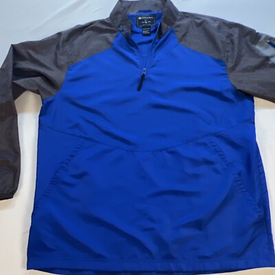 VINTAGE Holloway Jacket Men Large Blue Windbreaker Golf 1/4 Zip Made USA-image