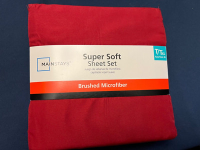 MAINSTAYS SUPER SOFT SHEET SET T/TXL BRUSHED MICROFIBER RED SEDONA NEW-image
