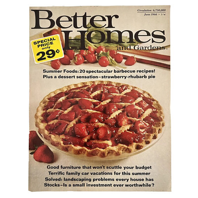 Better Homes and Gardens Magazine June 1966 Summer Recipes BBQ Decor Furniture-image