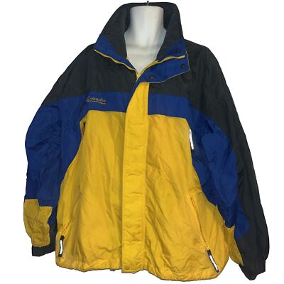VTG Columbia Sportswear Rain Windbreaker Jacket Full Zip Coat Yellow Blue XL Ski-image