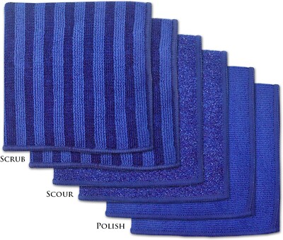 Microfiber Nautical Blue Multi Purpose Scrub Scour Polish Set-6 Piece-image