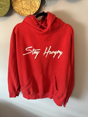 BALLER BELLYS Hooded Red Sweatshirt Size XL. “Stay Hungry”. Very Comfortable.-image