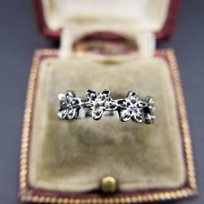 Metal Flower Design Eternity Delicate Cute Feminine Vintage Ring Jewelry Import-image