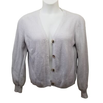 Joie L Gray Cream Cardigan Sweater Soft Cozy Knit V Neck-image