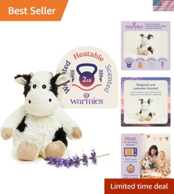 Microwavable Weighted Plush Toy Cow All Ages Cozy Scented Comfort-image