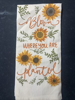 DII Design Imports 100% Cotton Kitchen Towel bloom where you are planted NEW-image