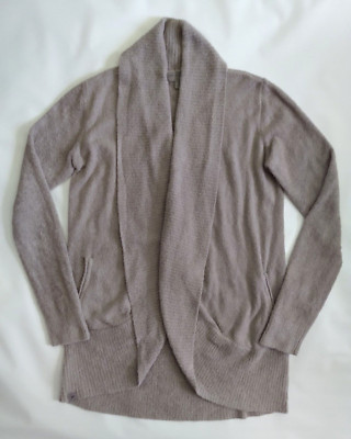 Barefoot Dreams Cozy Chic Lite Circle Cardigan Women's S Tan Open Front Pockets-image