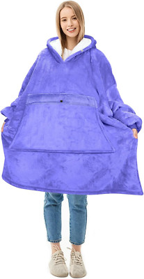 Oversized Wearable Blanket Hoodie with Large Pocket, Warm Super Soft Cozy Sherpa-image