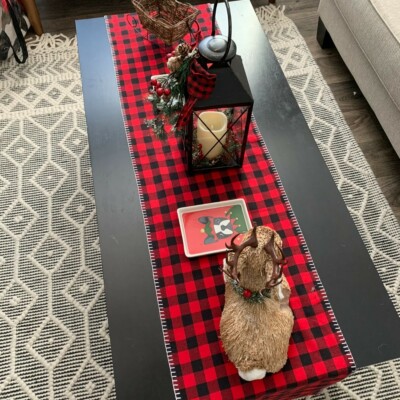 Pier 1 Imports Reversible Buffalo Check Table Runner Red/White/Black 72x14in.-image
