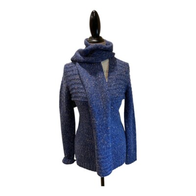 Charter Club Heathered Wool Blend Cardigan Sweater w/ Scarf Women's Sz S-image