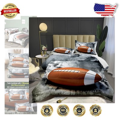 King Size Football Bedding Set for Kids - Cozy Microfiber Quilt & Pillowcase-image