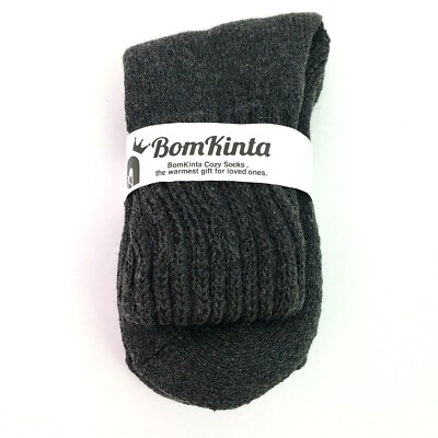 BomKinta Womens Gray One Size Thick Cozy Warm Crew Socks 1 Pair-image