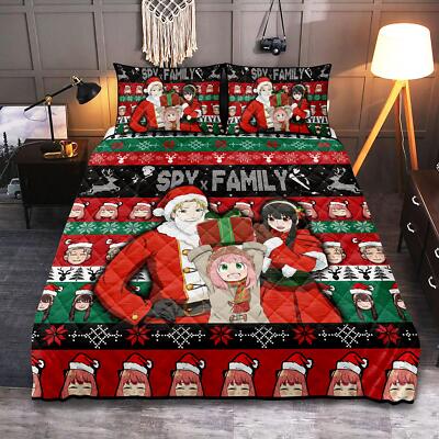 Personalized Spy x Family Bed Set – Christmas Quilt for Cozy Bedding-image