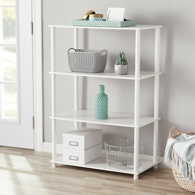 Mainstays No Tools 4 Shelf Standard Storage Bookshelf, White-image