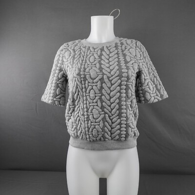 H&M Womens Top 4 Gray Textured Cozy Soft Everyday Minimal Day Norm Capsule-image