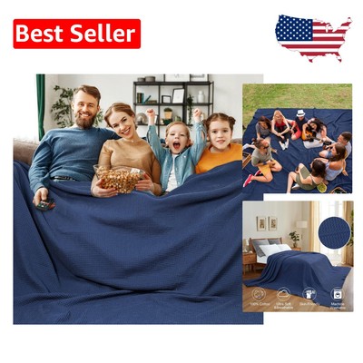 Luxurious 100% Cotton Waffle Weave Blanket King Size 120x120 - Cozy Chic Decor-image