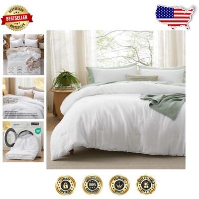 Lightweight Twin Comforter Set in White - Prewashed for Comfort & Elegance-image