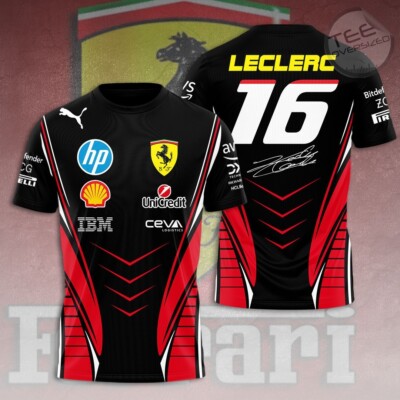 Charles Leclerc 16 Formula One Team Red All Over Print Unisex S-5XL, F1 Racing-image