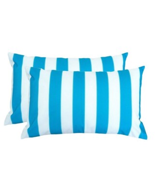 Homey Cozy Olivia Stripe Outdoor Pillow -  2 Pack, Aqua-image