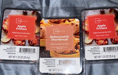 3 x APPLE FRITTERS & BUTTERSCOTCH  Fragrance Wax Melts -Mainstays 1.25 oz New-image
