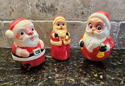 Vintage Rolly Poly Santa by Kiddie, Wind-Up Santa With Belly Opens Up Fun World-image