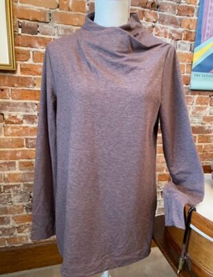 Cuddl Duds Comfortwear Peppercorn French Terry Long Sleeve Soft Cowl Top S New-image