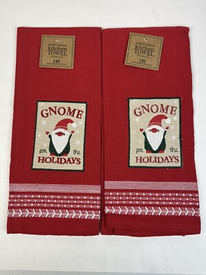 Design Imports DII Gnome for the Holidays Christmas Kitchen Dishtowel Set 2 NWT-image