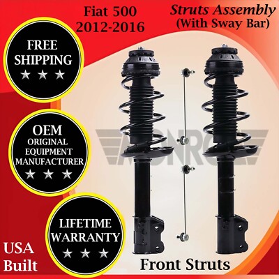 Monroe OEM Front Struts With Sway Bar For 2012-2016 Fiat 500 Lifetime Warranty-image