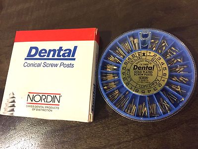 Dental Screw Post Authentic NORDIN Complete Kit Gold 120 Posts 2 Key Wrench Tool-image