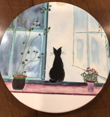 Trivet Black Cat In Window Design Imports Made In Italy-image