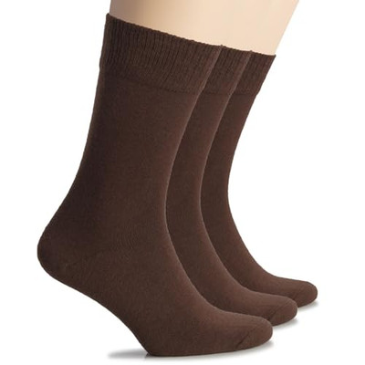  Warm Winter Crew Wool Socks for Women, Soft, Comfy, Cozy 6-9 Brown (3 Pairs)-image