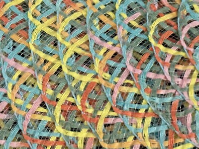 Set Of 2 Vintage Round Pier 1 imports Placemats Multicolor Outdoor Picnic-image