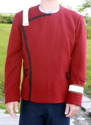 Vintage Star Trek Wrath of Khan Officer Uniform Jacket Red Cosplay Men Costume-image