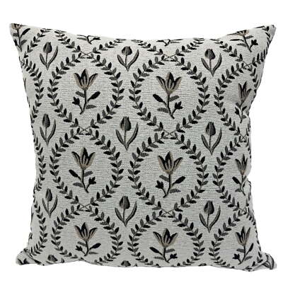 Better Homes & Gardens Floral Decorative Outdoor Throw Pillow, Off-White/Black-image