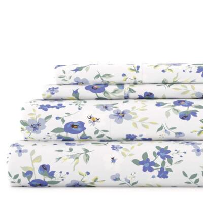 Becky Cameron Sheet SetHypoallergenic Blossoms Polyester Light Blue 4-Piece-image