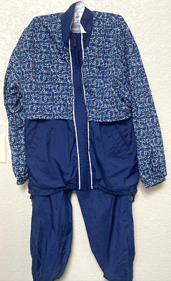 Vintage NIKE Women's Track Suit/ Wind Breaker, Navy Blue Medium 8-10-image
