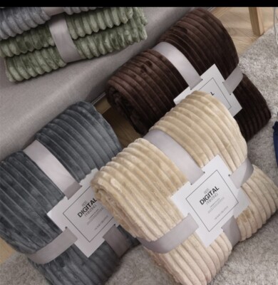 Throw Blanket Solid Striped ThrowBlanket Flannel Fleece-image