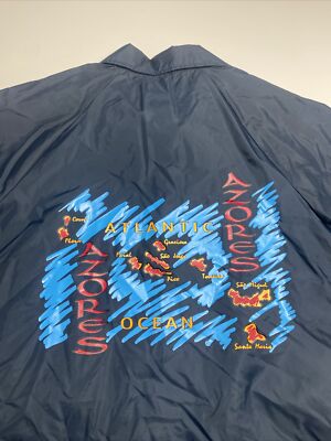 VINTAGE Soffe Jackets Nylon Snap Jacket Azores Island Atlantic Map Size XL-image