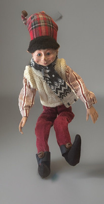 Elf Christmas Ornament 20” Posable RAZ Imports Blue Cozy Knit Sweater Figurine-image