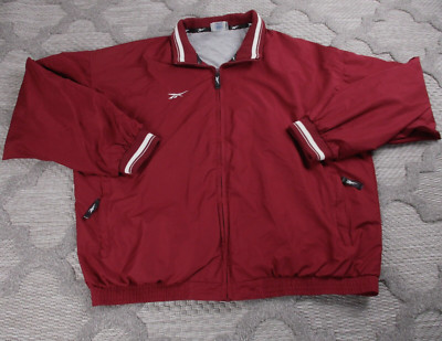 Vintage Reebok Jacket Mens XL Maroon Zip Track Windbreaker Lined Zip Pockets-image