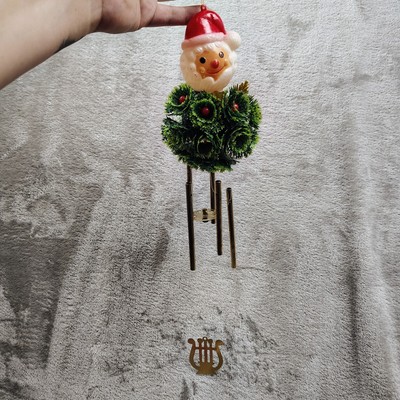 Vintage Holiday Wind Chimes With Original Box MCM Kitsch Mid Century Santa Holly-image