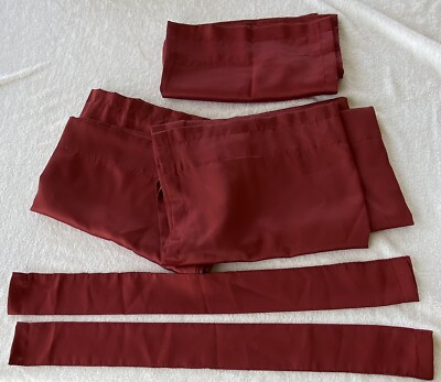 Window Curtain Panels Tiebacks Valance Brick Red Mainstays 30 X 84 And 30 X 63-image