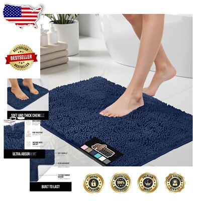 Ultra-Absorbent Chenille Bath Rug 48x24 - Cozy Comfort for Any Bathroom-image