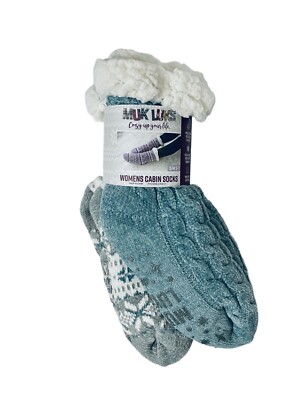 2 Pair MUK LUKS Womens Cozy Faux Fur Cabin Socks Size. S/M 5-7 - NEW-image